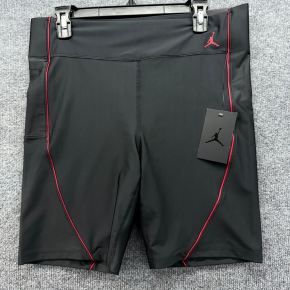 Jordan Pants - Jordan Women's Black Tight Fit Active Biker Shorts Red Trim Size XL